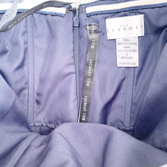 Bill Levkoff Chiffon Short Strapless Dress Sweetheart Neckline Navy 6 Bridesmaid - Picture 4 of 12